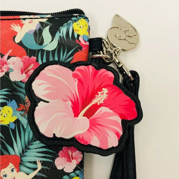 Disney Loungefly Little Mermaid Flounder Sebastian Wristlet Zipper Pouch - Picture 3 of 8